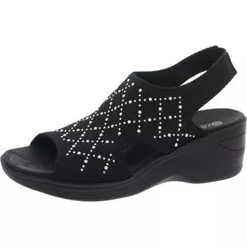 Женские босоножки Destiny Bright на танкетке с отделкой из мерцающего металла Bzees, черный