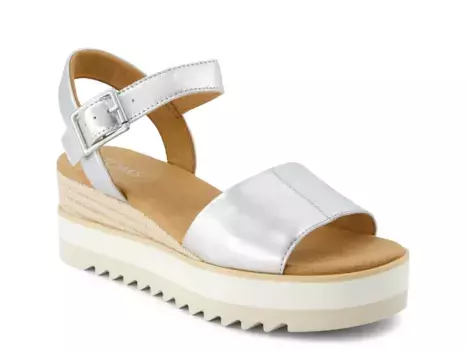 Женские босоножки Diana Wedge Toms, Silver Metallic