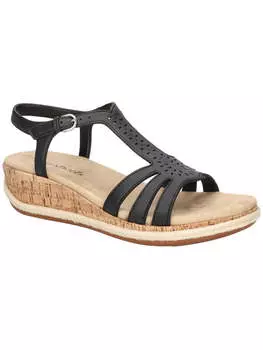 Женские босоножки Dorinda из искусственной кожи с Т-образным ремешком на танкетке Easy Street, черный