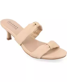 Женские босоножки Dyllan на низком каблуке с двойными ремешками Journee Collection, коричневый/бежевый