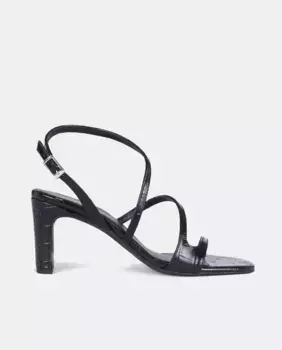 Женские босоножки Genara на каблуке с закругленным носком, тонкими ремешками с кокосовым эффектом и блочным каблуком Micuir, черный