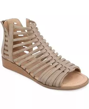 Женские босоножки-гладиаторы Delilah Sliver на танкетке Journee Collection, коричневый/бежевый