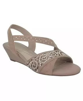 Женские босоножки Grace на танкетке стрейч Impo, бежевый