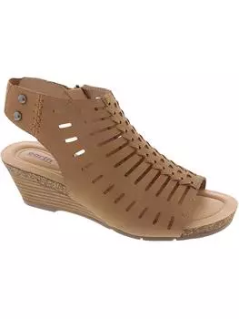 Женские босоножки Hana из искусственной кожи с лазерной обработкой на танкетке Earth, цвет cognac