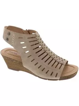 Женские босоножки Hana из искусственной кожи с лазерной обработкой на танкетке Earth, цвет light sand