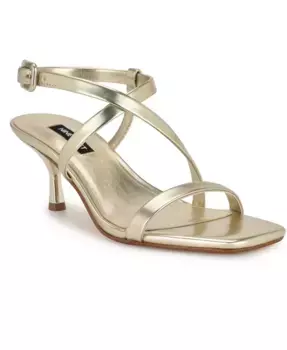 Женские босоножки Hanni на квадратном носке с ремешками и каблуком-рюмочкой Nine West, золотой