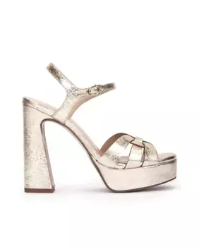 Женские босоножки из металлизированной кожи на платформе и каблуке Pedro Miralles, золото