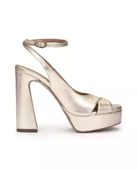 Женские босоножки из платиновой кожи на каблуке и платформе Pedro Miralles, золотой