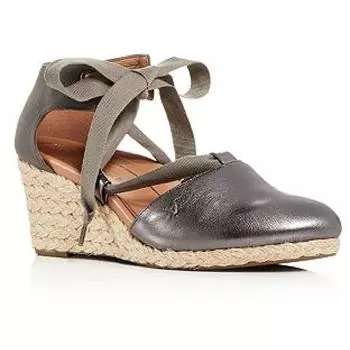 Женские босоножки Kaitlyn Metallic из кожи с круглым носком на танкетке Vionic, цвет pewter