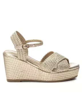 Женские босоножки-клин XTI с перекрещивающимися ремешками, золотой