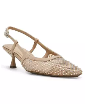 Женские босоножки-лодочки Thia с меховой отделкой и стразами Anne Klein, белый