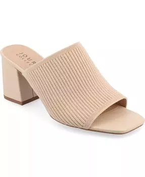 Женские босоножки Lorenna Block Heel Slide Journee Collection, коричневый/бежевый