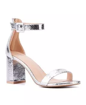 Женские босоножки Lulu на каблуке с одной полосой New York & Company, серебро