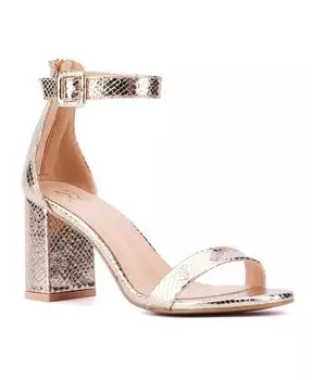 Женские босоножки Lulu на каблуке с одной полосой New York & Company, золото