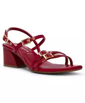 Женские босоножки Mackenzie на устойчивом каблуке с ремешками и пряжками Anne Klein, красный