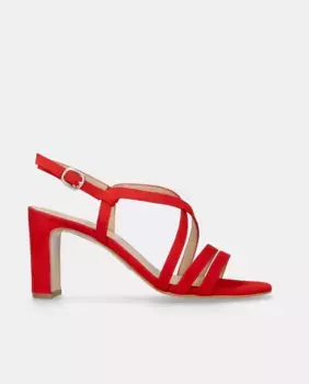 Женские босоножки Maria на каблуке из гладкой замши Mascar, красный