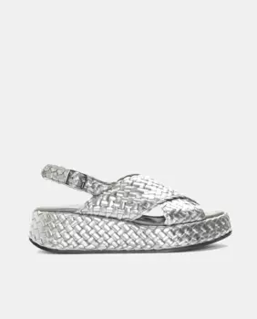 Женские босоножки Maui на платформе из плетеной кожи Pons Quintana, серебряный