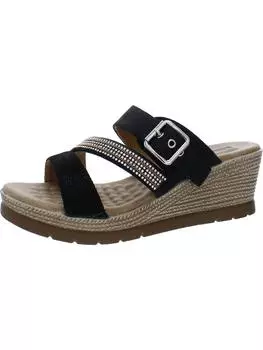 Женские босоножки Monika из искусственной кожи со стразами на танкетке Good Choice, черный