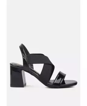 Женские босоножки на блочном каблуке с эластичными ремешками London Rag, черный