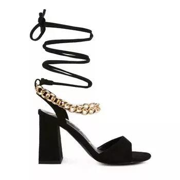Женские босоножки на блочном каблуке с цепочкой и завязками London Rag Gone Gurl London Rag