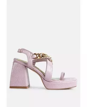 Женские босоножки на блочном каблуке с металлической цепочкой и веснушками London Rag, розовый