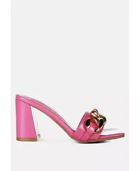 Женские босоножки на блочном каблуке с металлической цепочкой для кукольной игры London Rag, розовый