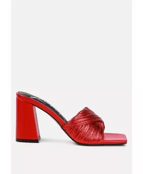 Женские босоножки на блочном каблуке Salty You с мятой треугольной подошвой London Rag, красный