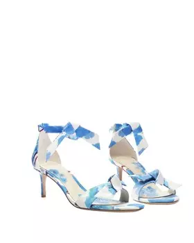 Женские босоножки на каблуке Clarita 60 синего цвета с цветочным принтом Alexandre Birman