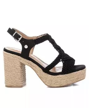 Женские босоножки на каблуке и платформе из джута от XTI, черный