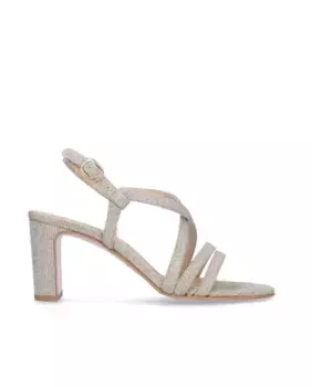 Женские босоножки на каблуке из блестящей ткани цвета шампанского Mascar, золото