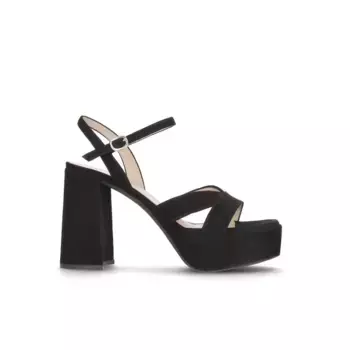 Женские босоножки на каблуке из черной замши Mascar, черный