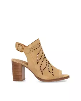 Женские босоножки на каблуке из кожи детского шелка с нескользящей подошвой и застежкой-молнией Alpe, цвет Natural