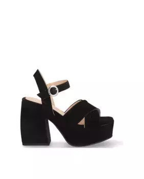 Женские босоножки на каблуке из кожи детского шелка с нескользящей подошвой и застежкой-пряжкой Alpe, черный