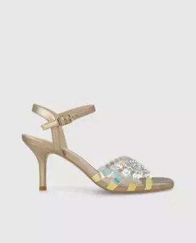 Женские босоножки на каблуке из кожи и винила Lodi, золото