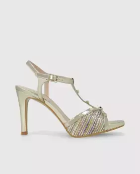 Женские босоножки на каблуке из кожи и ткани с эффектом рафии Lodi, мультиколор