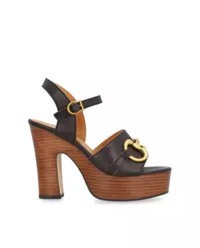 Женские босоножки на каблуке из кожи комба с нескользящей подошвой и застежкой-пряжкой Alpe, черный