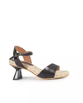 Женские босоножки на каблуке из кожи наппа с пряжкой Popa, черный