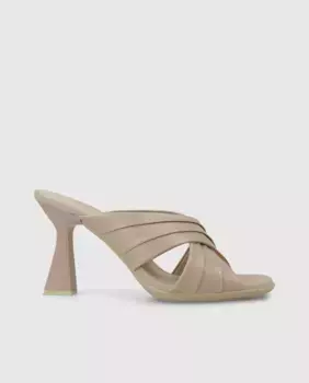 Женские босоножки на каблуке из кожи с геометрическим узором Lodi, цвет Maquillaje