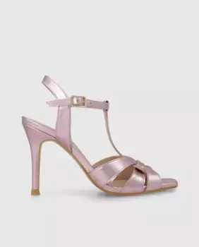 Женские босоножки на каблуке из металлизированной кожи Lodi, розовый