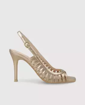 Женские босоножки на каблуке из металлизированной кожи Lodi, золотой