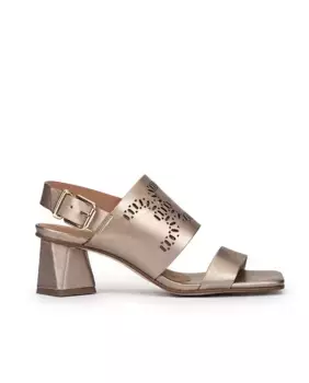 Женские босоножки на каблуке из металлизированной кожи Pedro Miralles, золотой