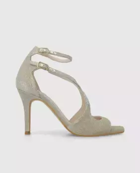 Женские босоножки на каблуке из металлизированной ткани с пряжками Lodi, золотой