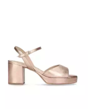 Женские босоножки на каблуке из наппы телесного цвета с металлическим оттенком Mascar, бордовый