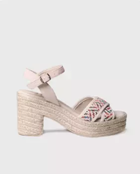 Женские босоножки на каблуке из принтованной ткани с пряжкой Toni Pons, мультиколор