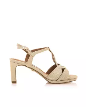 Женские босоножки на каблуке из ткани с микрокристаллами Mariamare, золотой