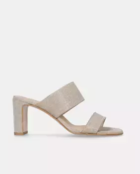Женские босоножки на каблуке Maria из блестящей ткани цвета шампанского Mascar, серебряный