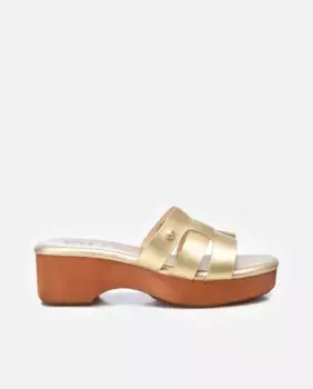 Женские босоножки на каблуке с деревянной подошвой Xti, золотой