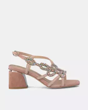Женские босоножки на каблуке с деталями из стразов Alma en Pena, розовый