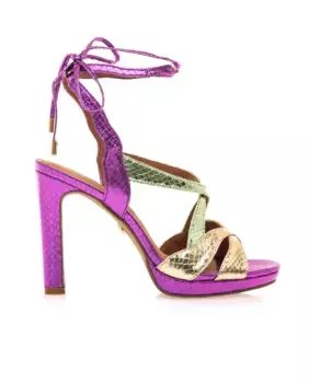 Женские босоножки на каблуке с гравировкой в виде змеи Mariamare, пурпурный