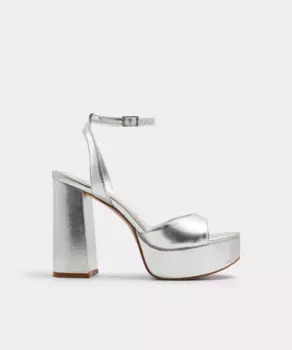 Женские босоножки на каблуке с круглым носком Aldo, серебрянный
